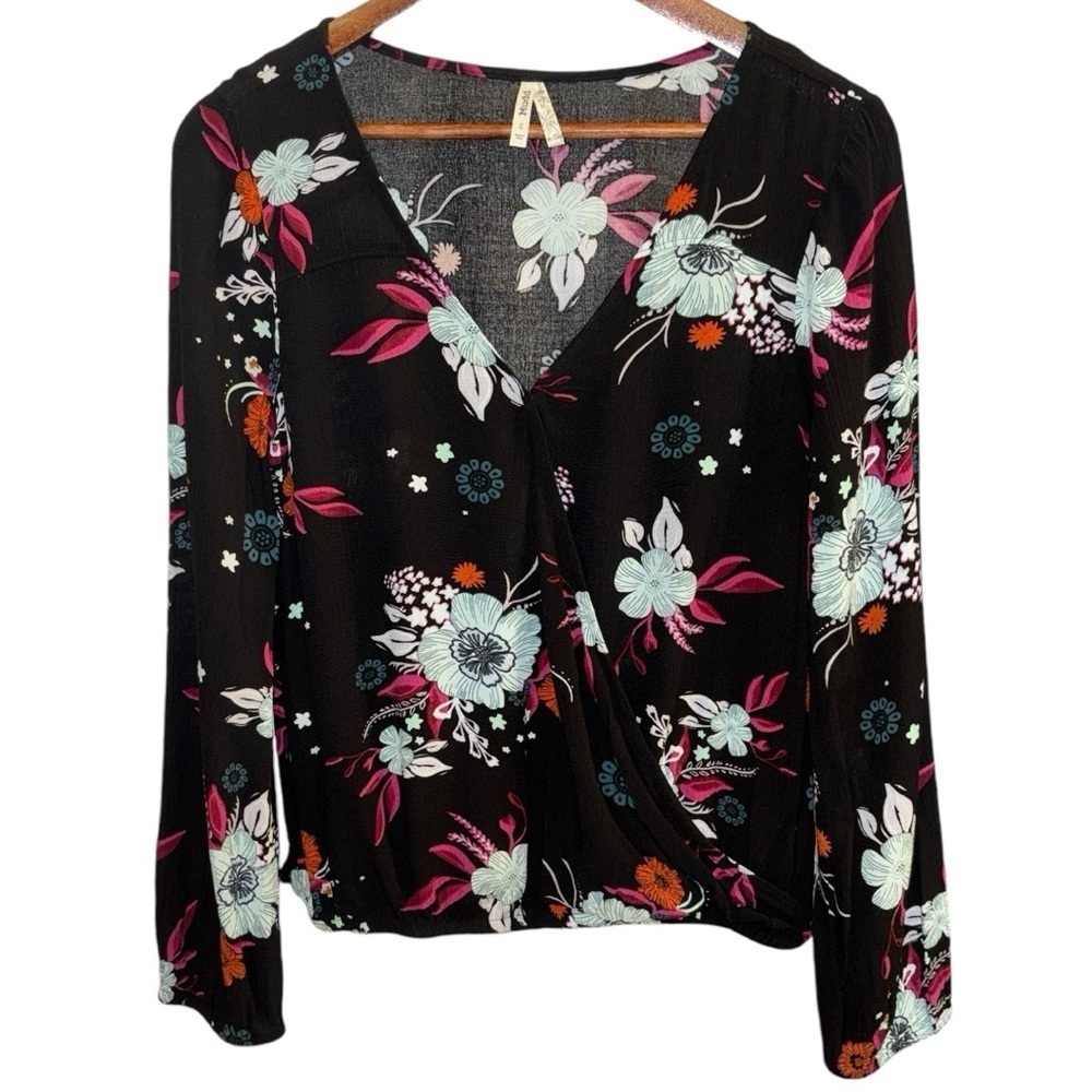 Mudd Peasant Floral Bell Sleeves V-Neck Button Closure Sz S Juniors
